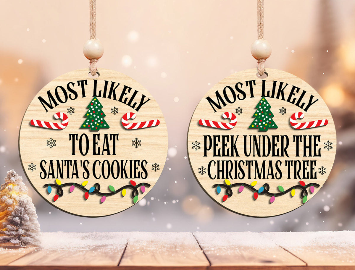 Most Likely To Christmas Ornament SVG Bundle Funny Laser Cut 4