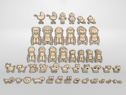 Cute Family Shaker Heart SVG Bundle for Glowforge and xTool