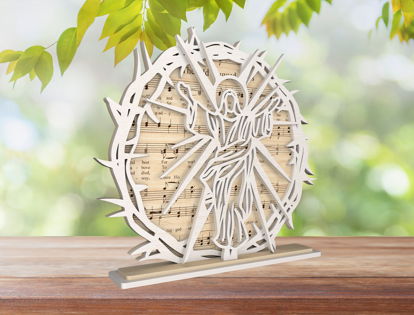 Christian Jesus Faith Stand SVG Bundle Wooden Round for LightBurn and xTool