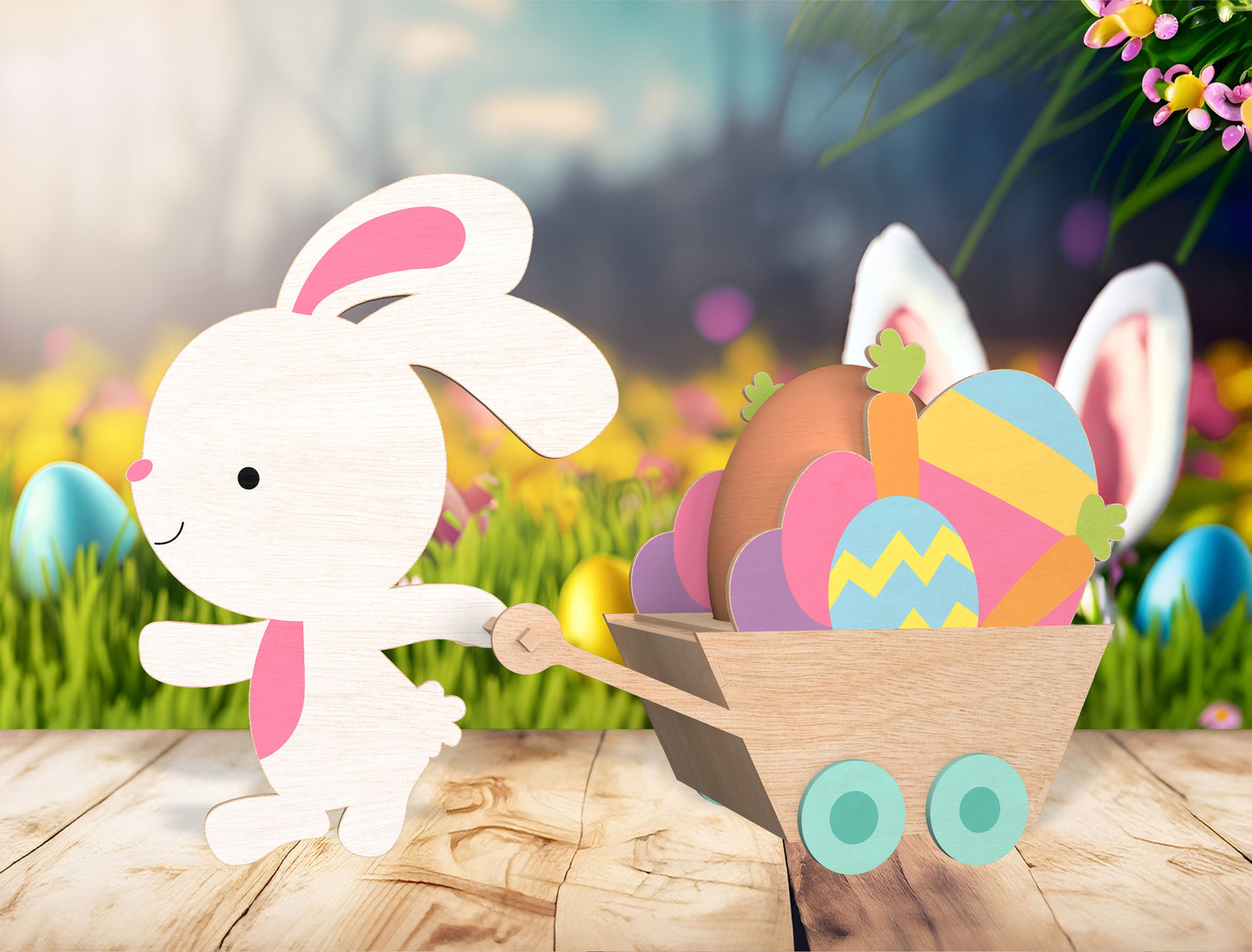 Easter Chick Bunny Basket SVG Spring Egg Holder for LightBurn and xTool