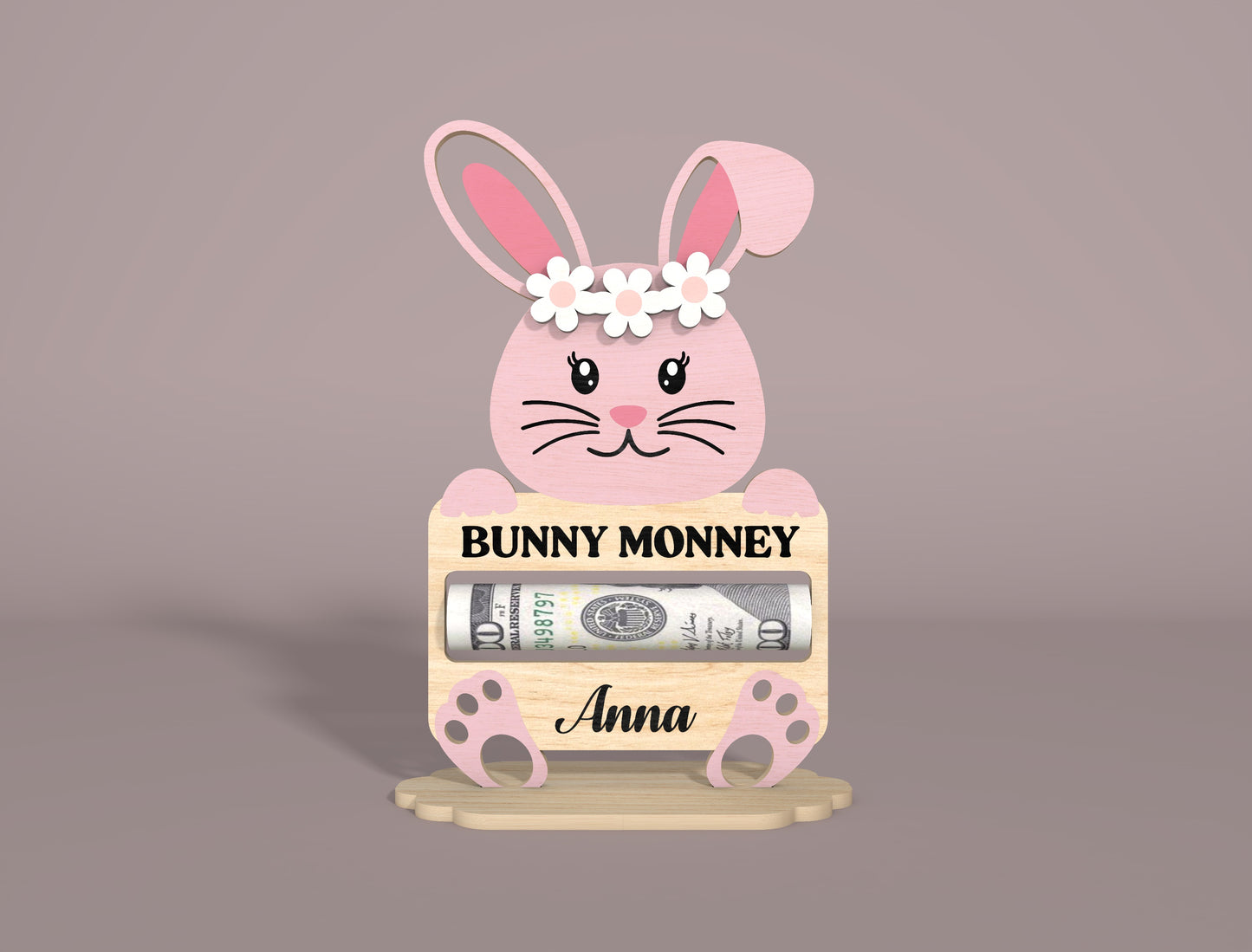 Personalized Bunny Money Holder SVG Easter Cash Gift for LightBurn and xTool