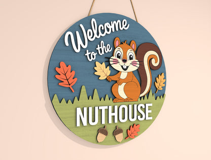 Welcome to the Nuthouse Squirrel SVG Set for Glowforge xTool LightBurn | 2 Designs