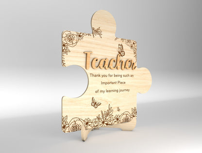 Teacher Puzzle Tabletop Sign SVG Bundle for Glowforge and xTool