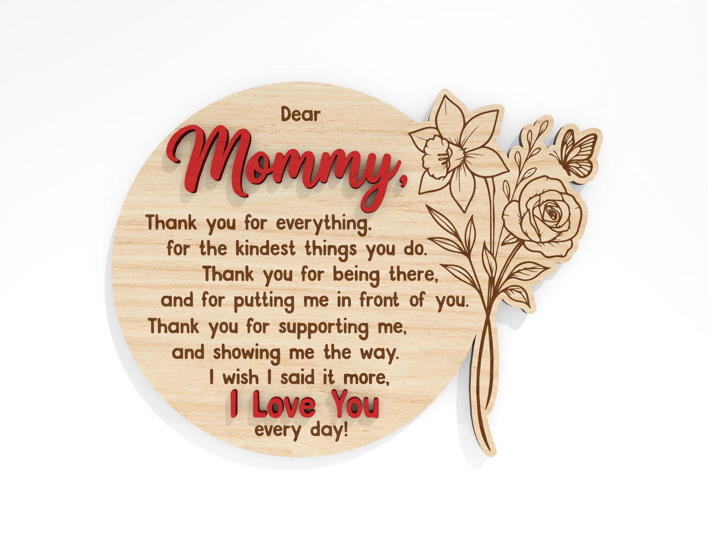 Round Mom Quote Sign SVG Mother's Day Wall Decor Laser Cut File for xTool and Glowforge