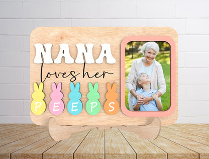 Personalized Easter Peeps Photo Frame Laser Cut File | Mommy Loves Her Peeps SVG | Custom Family Picture Frame Design | Glowforge, xTool, LightBurn, etc.