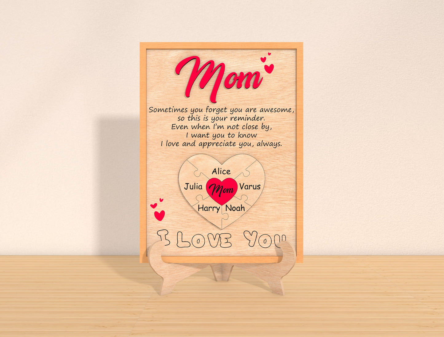 Mom Heart Quote Sign SVG Sometimes You Forget for LightBurn and xTool