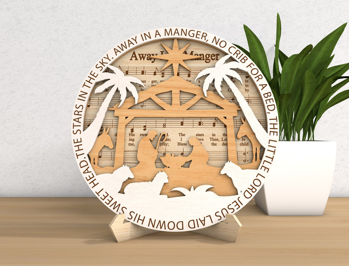 Christmas Nativity Sheet Music SVG Bundle 5 Layered Designs