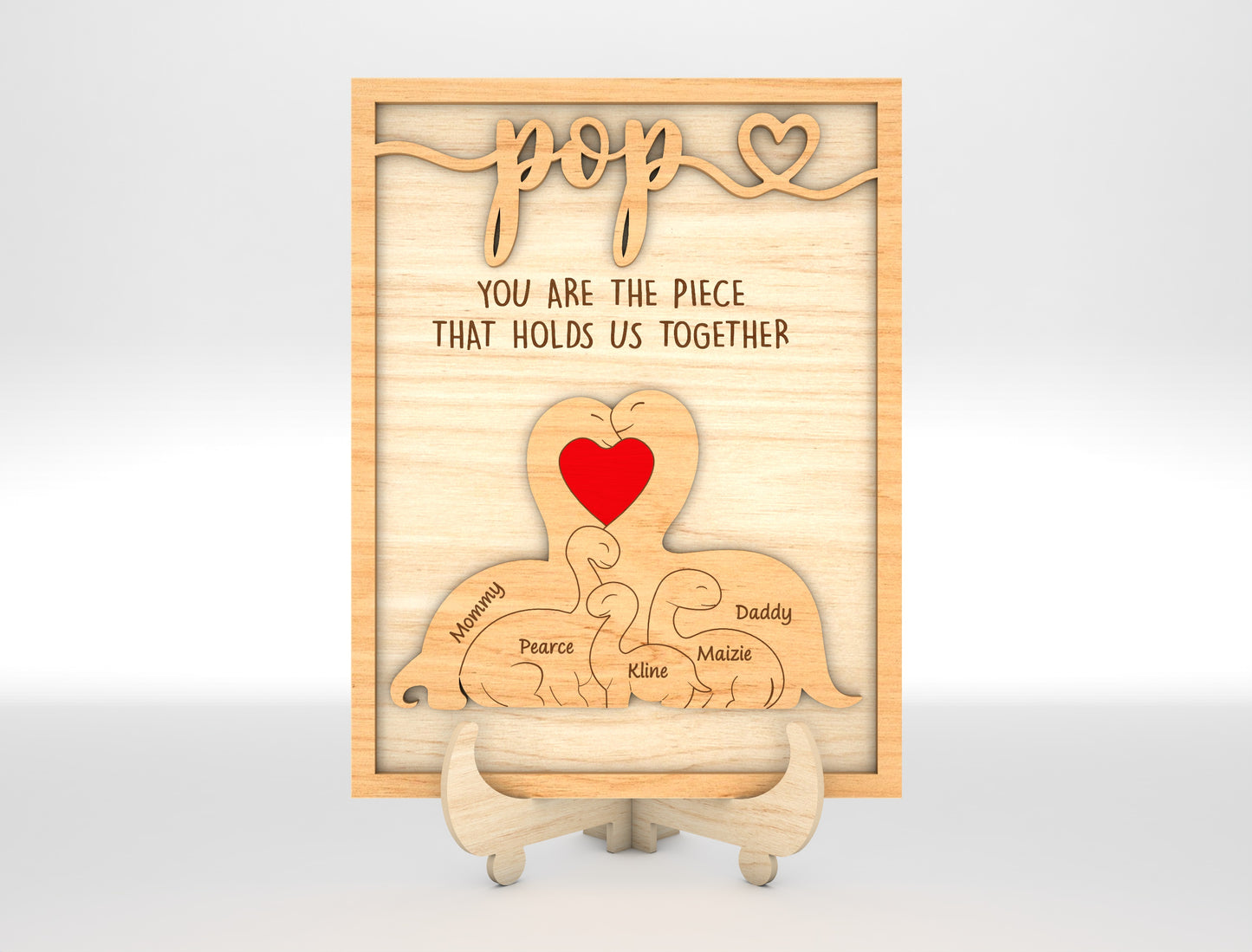 Personalized Father Dinosaur Puzzle Frame SVG for Glowforge