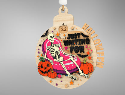 Halloween Skeleton Countdown Ornament SVG for xTool Glowforge LightBurn