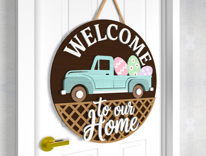 Easter Truck Farmhouse Door Sign SVG Welcome Home Carrot for Glowforge