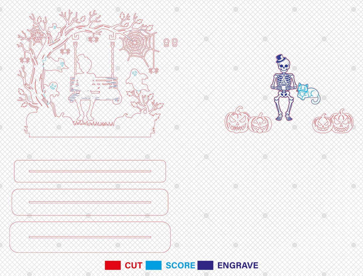 Halloween Skeleton Swing SVG Spooky Laser Cut Decor for LightBurn