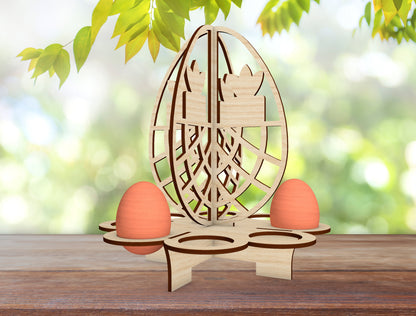Easter Egg Holder Basket Stand SVG Bunny Floral Design for Glowforge and xTool