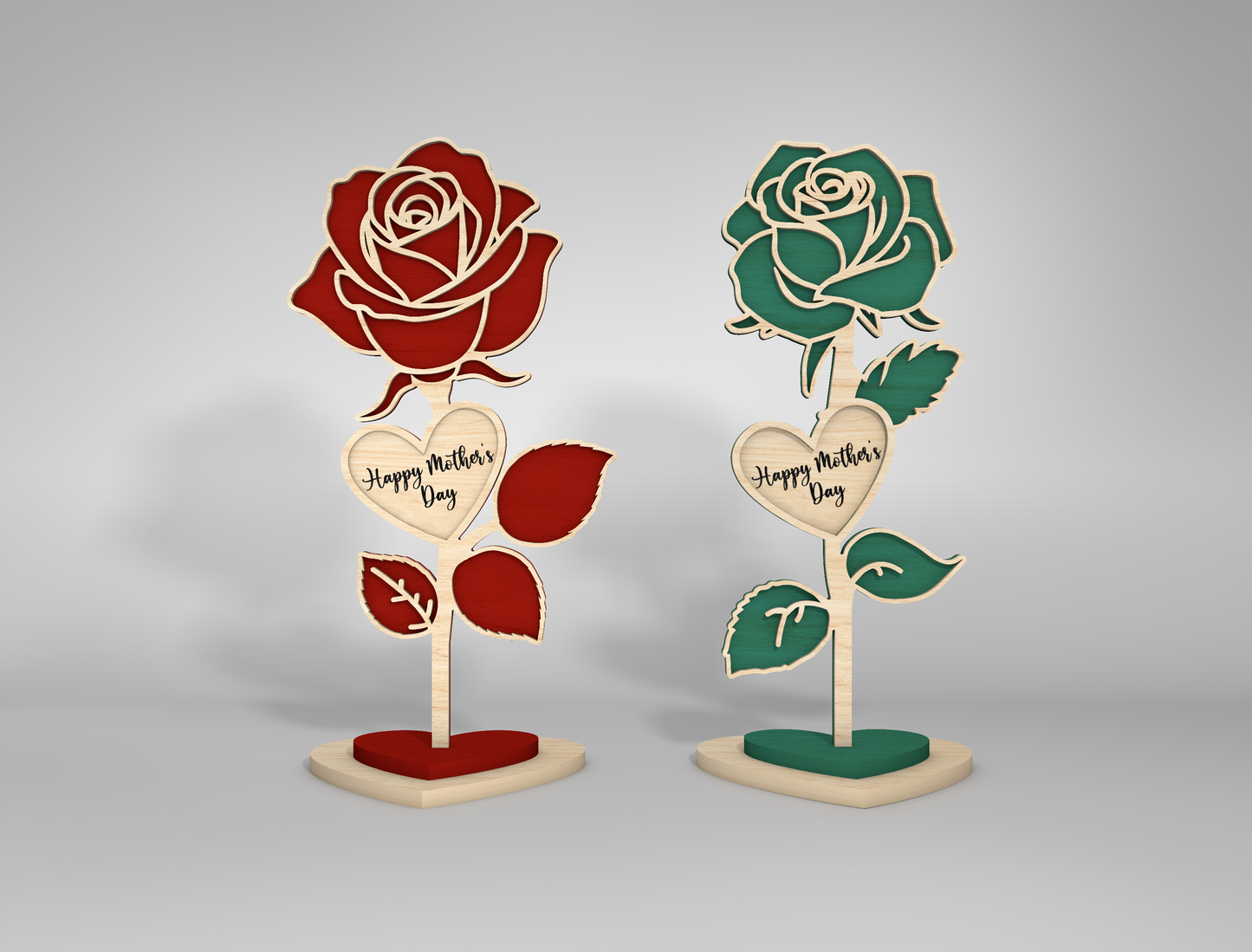 Rose Flower Stand Heart Base SVG Bundle for LightBurn and xTool