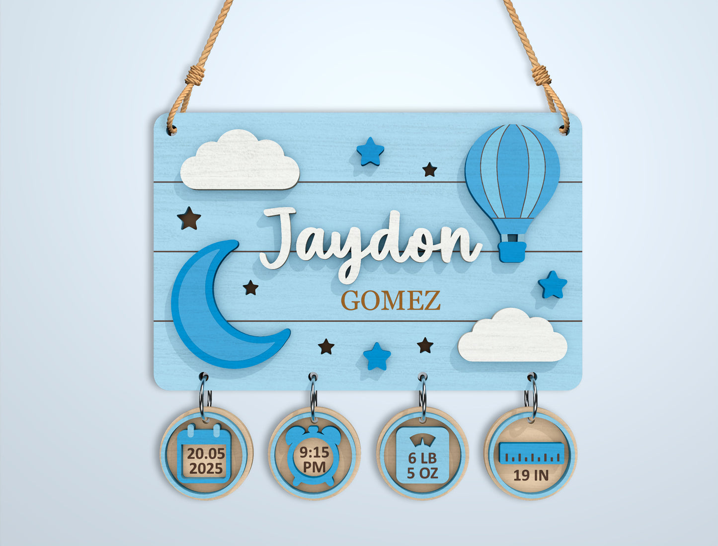 Baby Birth Stats Sign Bundle SVG File for Glowforge and xTool