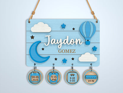 Baby Birth Stats Sign Bundle SVG File for Glowforge and xTool