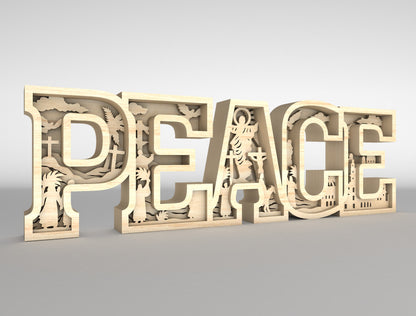 Peace Layered Word Art SVG Easter Religious Multilayer for LightBurn