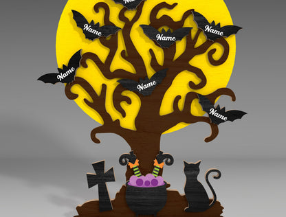 Halloween Bat Tree SVG for LightBurn Glowforge xTool