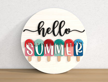 Hello Summer Door Hanger SVG Bundle with 9 Seasonal Sign Designs