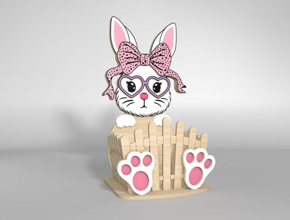 Cute Bunny Egg Holder Bow Heart Glasses SVG 2 Designs for LightBurn and xTool