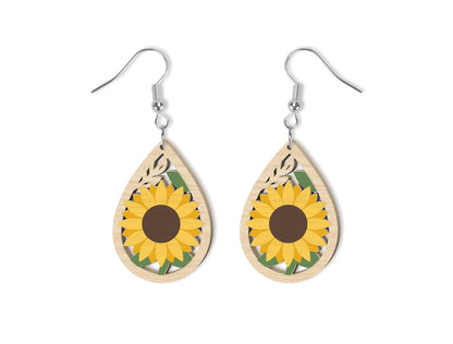 Floral Teardrop Earring SVG Bundle Spring Flower Jewelry Laser Cut File for xTool and Glowforge