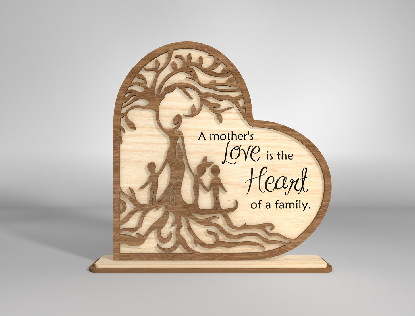 Mother's Love Family Tree Heart Sign SVG for xTool and LightBurn