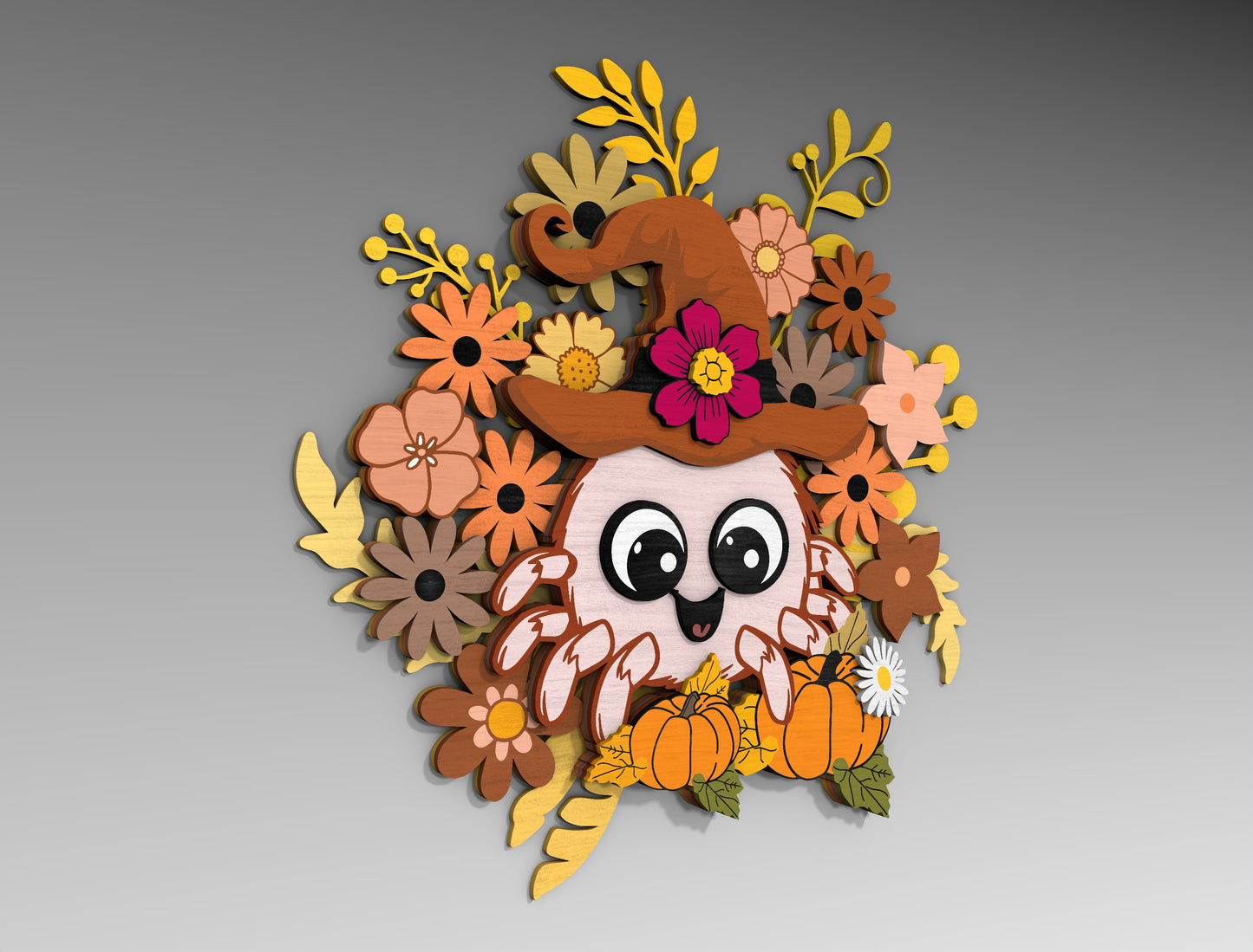 Halloween Spider Flower SVG Bundle Standing Shelf Sitter for LightBurn xTool Glowforge 2 Designs
