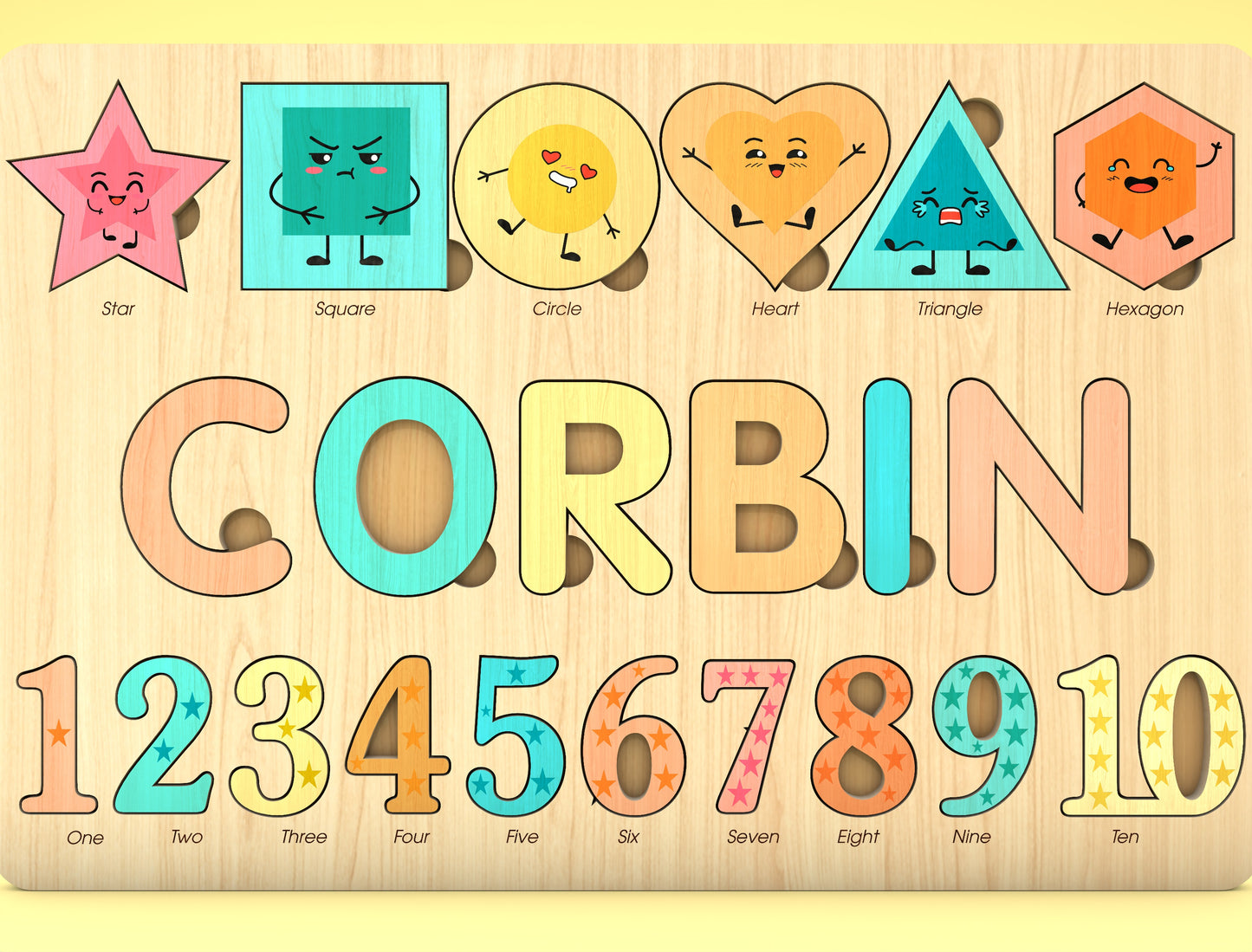 Shape and Number Name Puzzle SVG for xTool and Glowforge