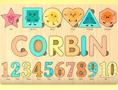 Shape and Number Name Puzzle SVG for xTool and Glowforge