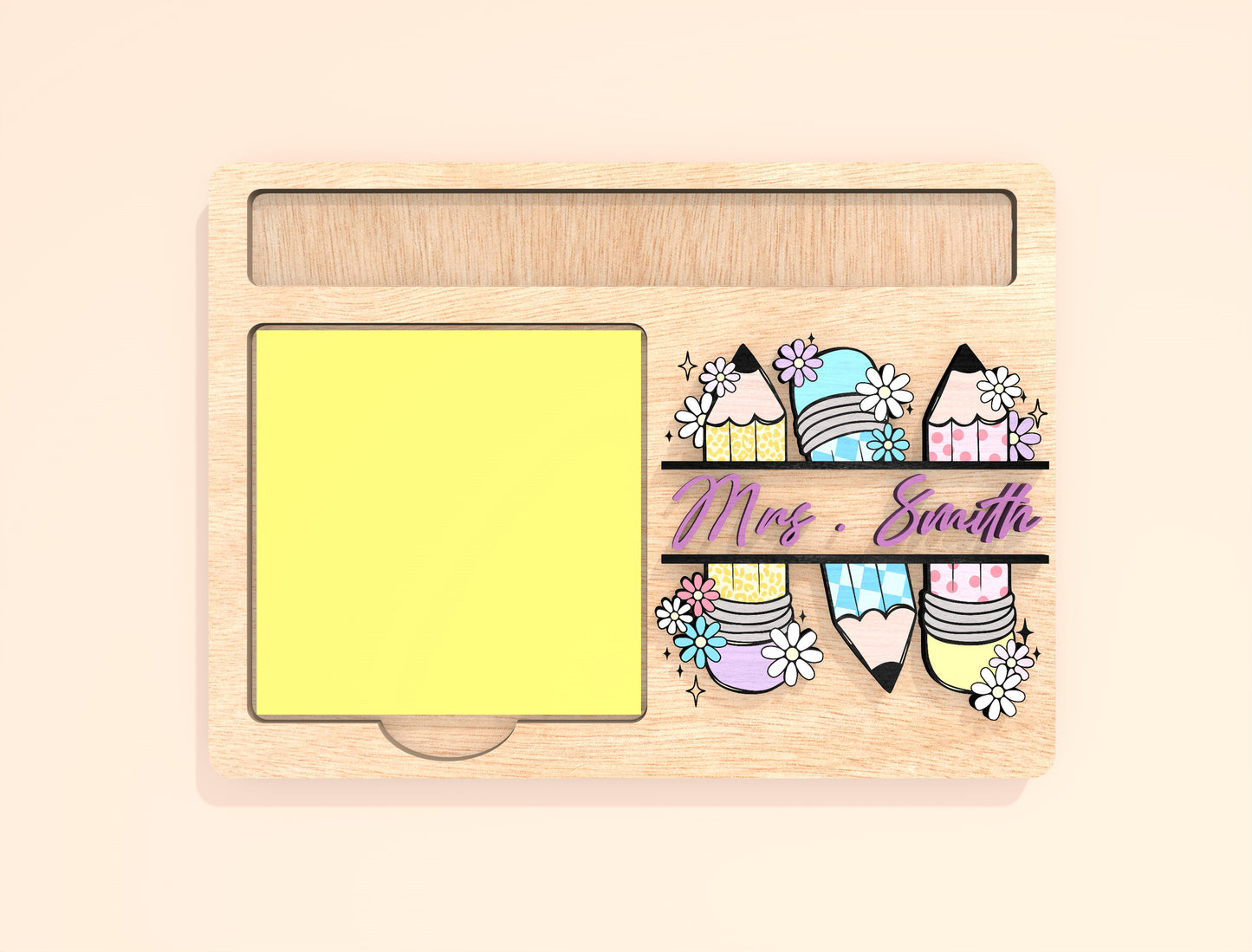 Personalized Teacher Sticky Note Holder SVG Bundle Laser Cut File for Glowforge