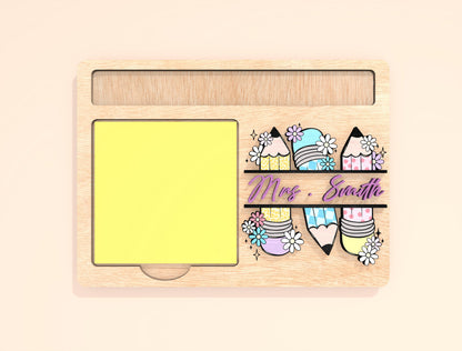 Personalized Teacher Sticky Note Holder SVG Bundle Laser Cut File for Glowforge