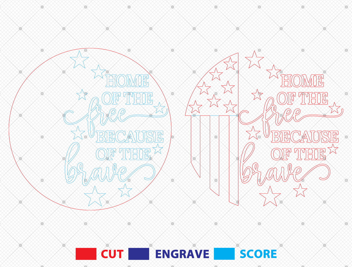 Home of the Free Because of the Brave Door Sign SVG for Glowforge