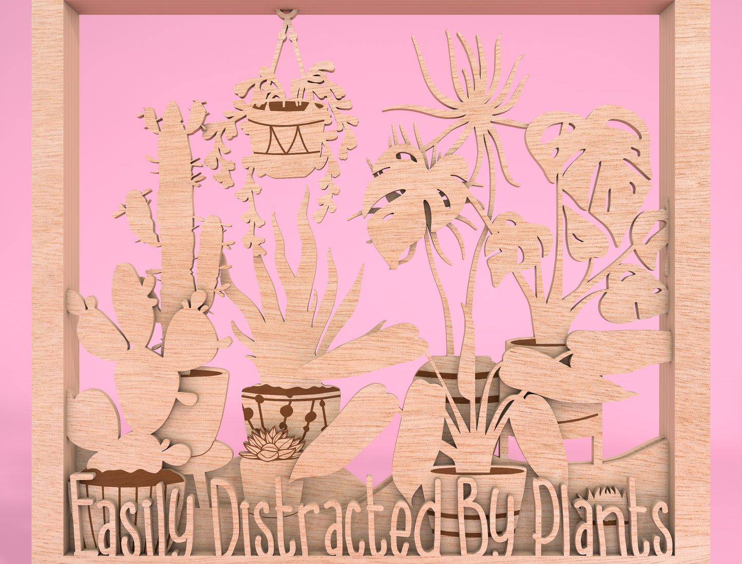 Multilayer Plant Wall Art SVG Laser Cut File for Glowforge