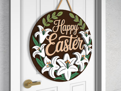 Easter Lily Cross Door Signs SVG Bundle 2 Designs for LightBurn and Glowforge
