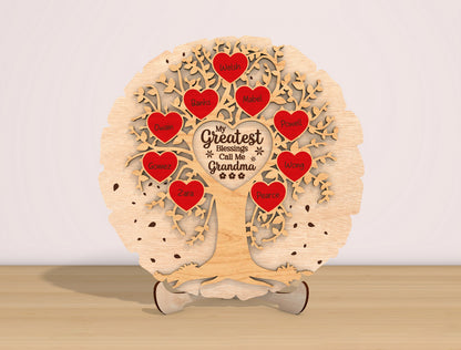 Grandma Family Tree SVG My Greatest Blessings for Glowforge and xTool
