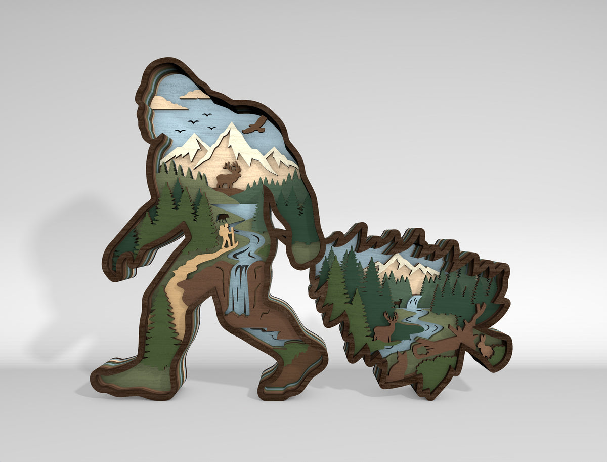 Bigfoot SVG Bundle Layered Forest Sasquatch Laser Cut Designs