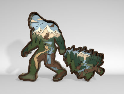 Bigfoot SVG Bundle Layered Forest Sasquatch Laser Cut Designs