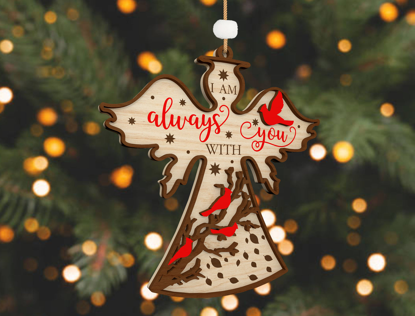 Cardinal Memorial Angel Ornament SVG Laser Cut File for xTool and Glowforge