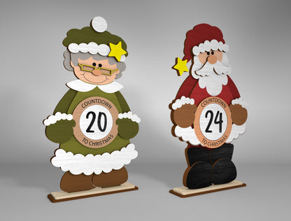 Standing Countdown Mr & Mrs Claus SVG Set 5