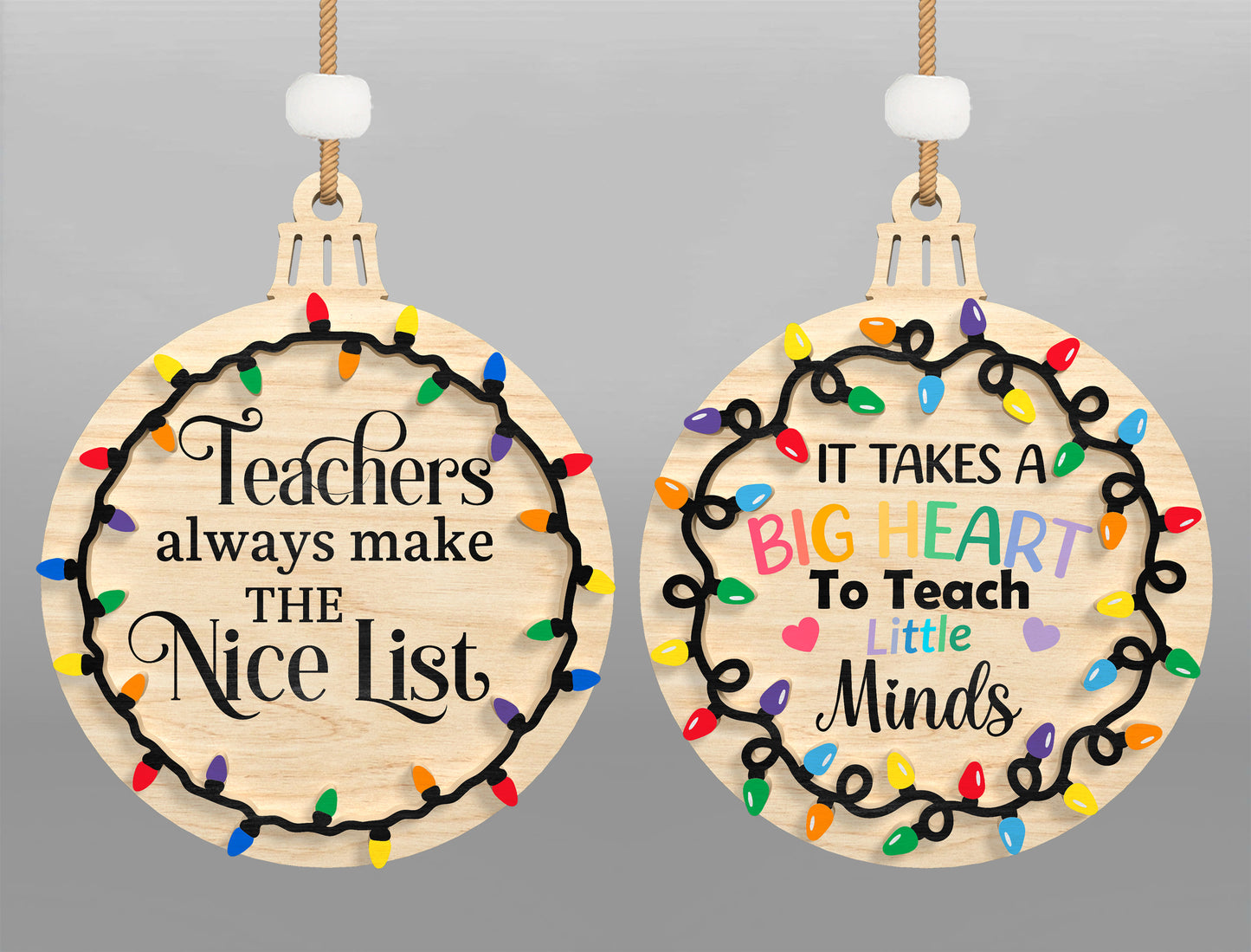 Christmas Teacher Ornament SVG Bundle Laser Cut File for Glowforge and xTool