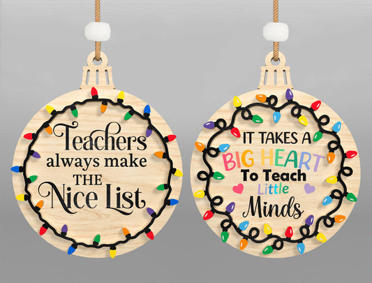 Christmas Teacher Ornament SVG Bundle Laser Cut File for Glowforge and xTool