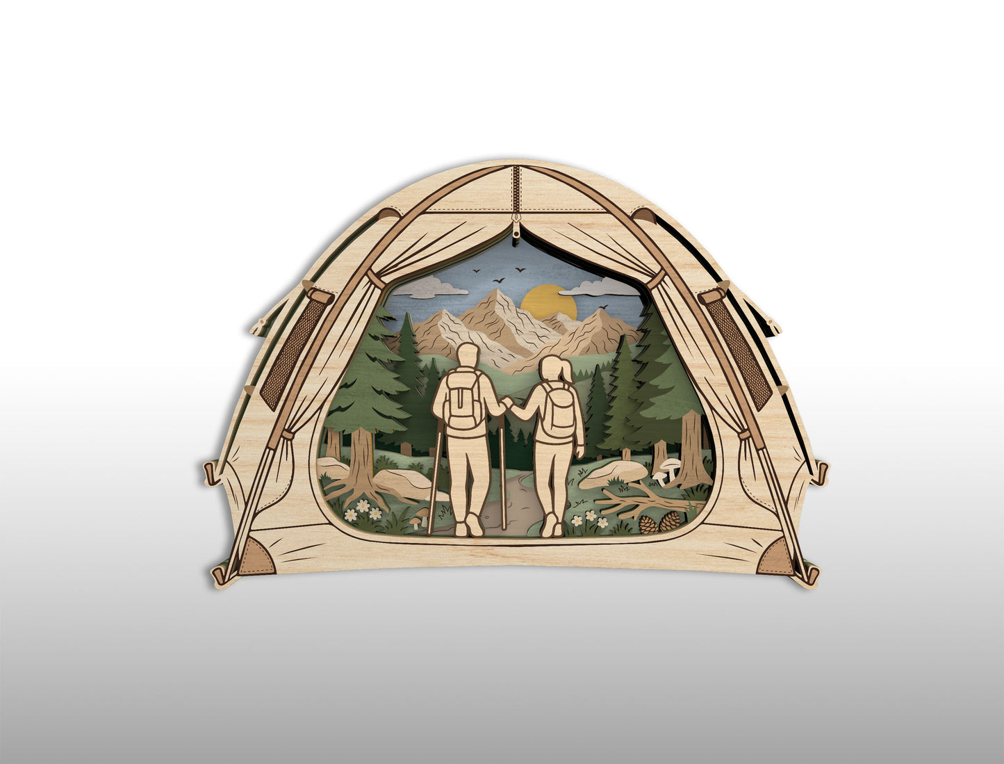Adventure Multilayer Laser Cut File Bundle for Glowforge xTool LightBurn Camping Hiking SVG 14 Designs