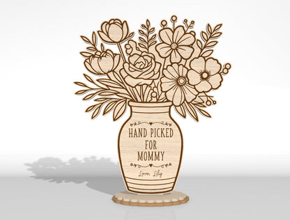 Mother's Day Flower Vase Decor Bundle SVG Laser Cut File for Glowforge and LightBurn