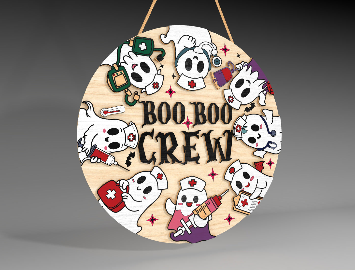 Halloween Cow Ghost Round Sign SVG Bundle 3 Designs for xTool LightBurn