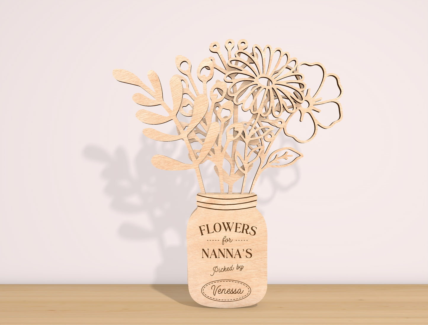 Mother’s Day Month Flower Jar Laser Cut File Bundle | 12 Monthly Flowers | Layered Wooden Decor | Glowforge, xTool, LightBurn, etc.