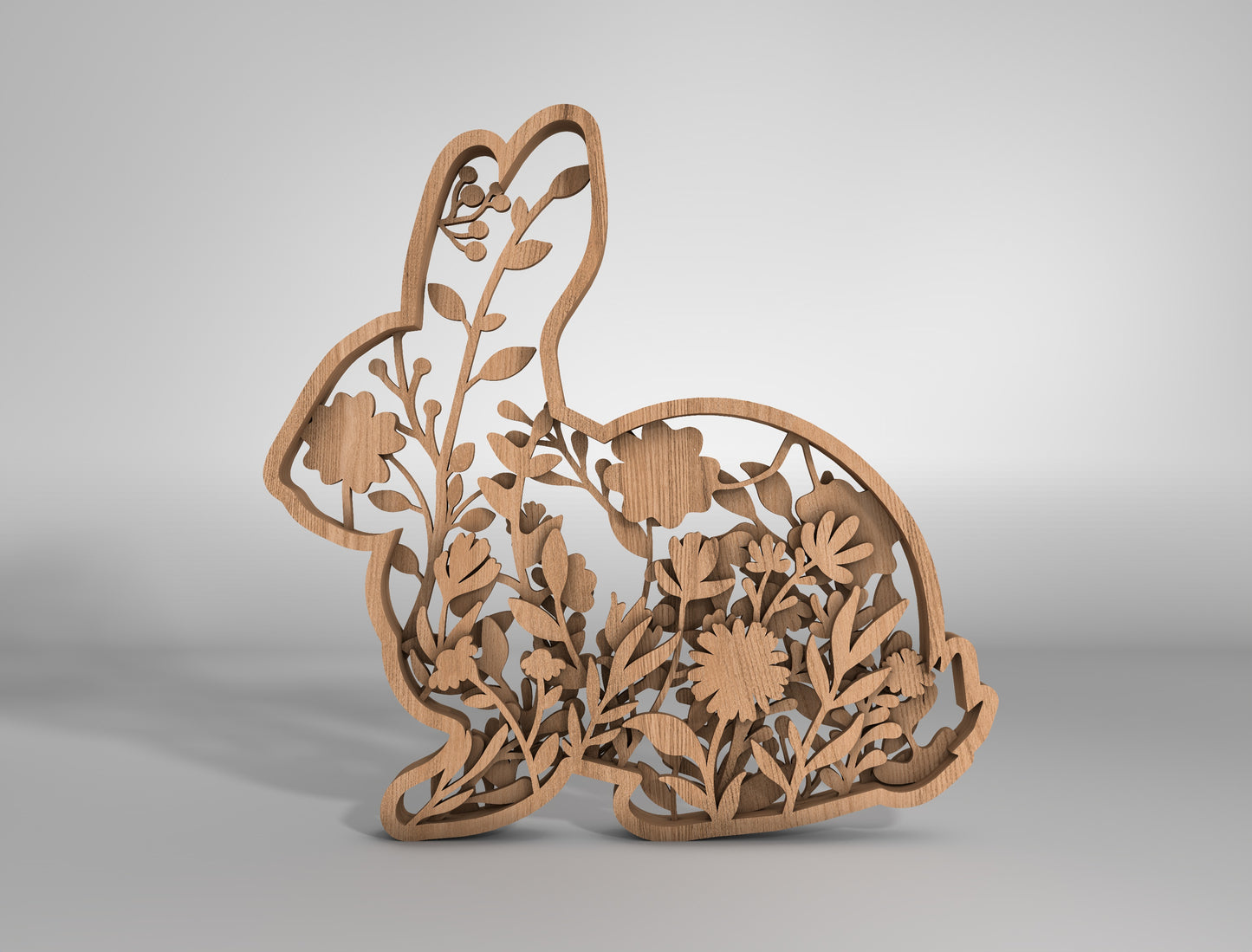 Floral Bunny Multilayer SVG Bundle Easter Layered Decor for Glowforge and xTool