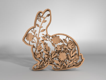 Floral Bunny Multilayer SVG Bundle Easter Layered Decor for Glowforge and xTool