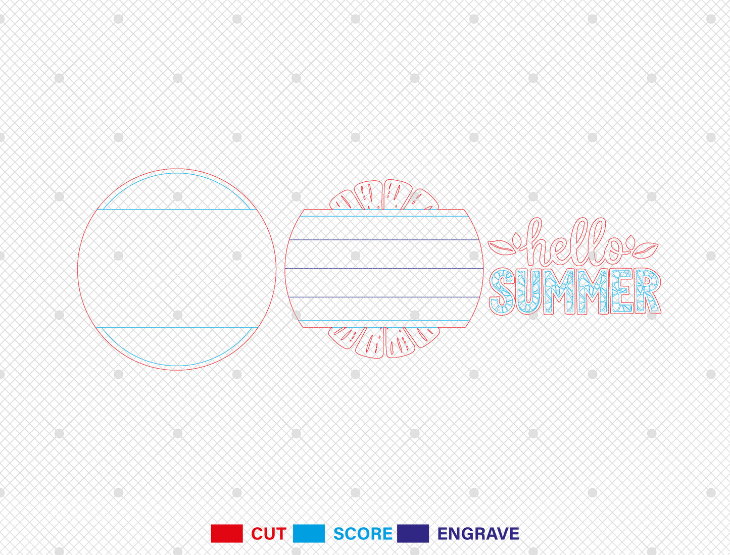 Hello Summer Citrus Slice SVG Door Sign for Glowforge