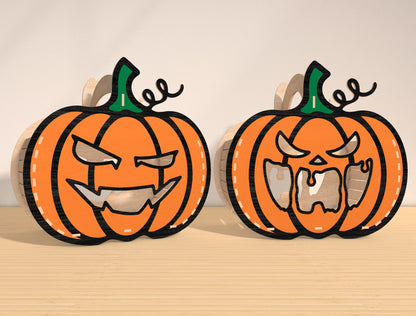 Halloween Pumpkin Face SVG Bundle Laser Cut File | 20 Jack O Lantern Designs | Spooky Wooden Decor | Glowforge, xTool, LightBurn, etc.