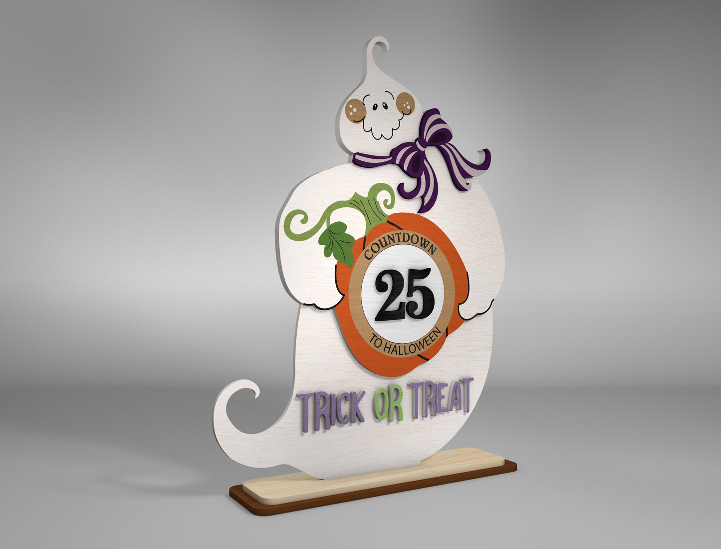 Halloween Ghost Countdown Calendar SVG for Glowforge LightBurn xTool Trick or Treat Shelf Sitter