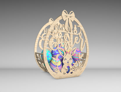 Easter Egg Basket SVG Bundle Wooden Easter 5 Designs for Glowforge and xTool
